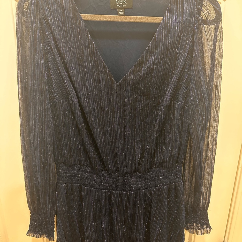 Navy blue long sleeve midi dress plus size 1X NWT - Picture 6 of 7